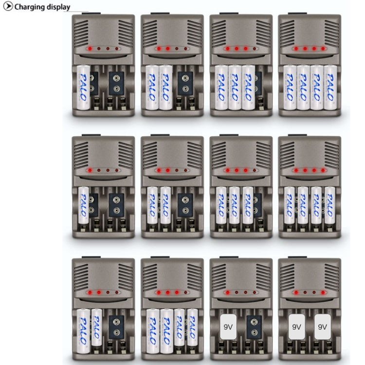 AC 100-240V 4 Slot Battery Charger for AA & AAA & 9V Ni-MH Battery, EU Plug
