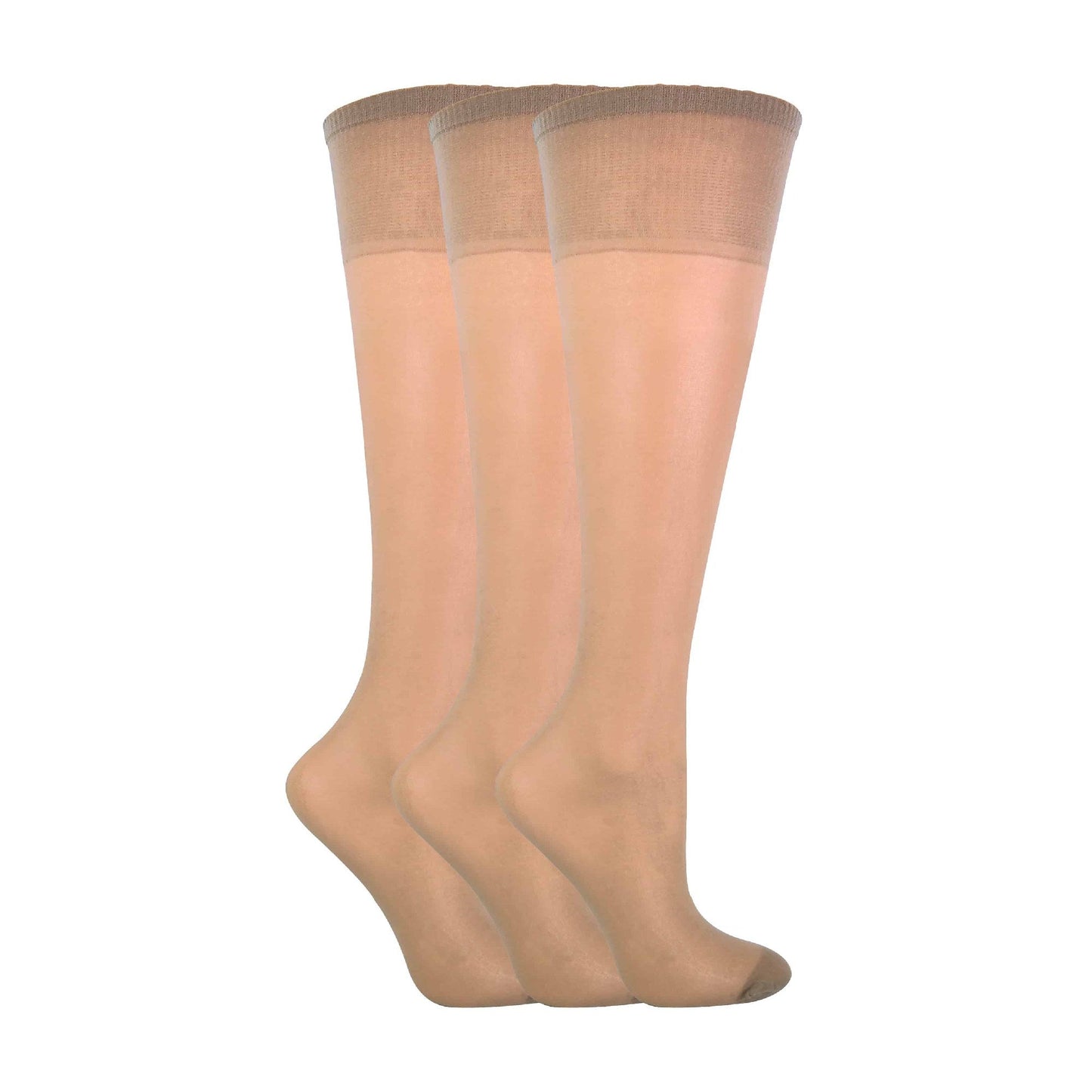 3 Pack Ladies Sheer 15 Denier Nylon Knee High Pop Socks