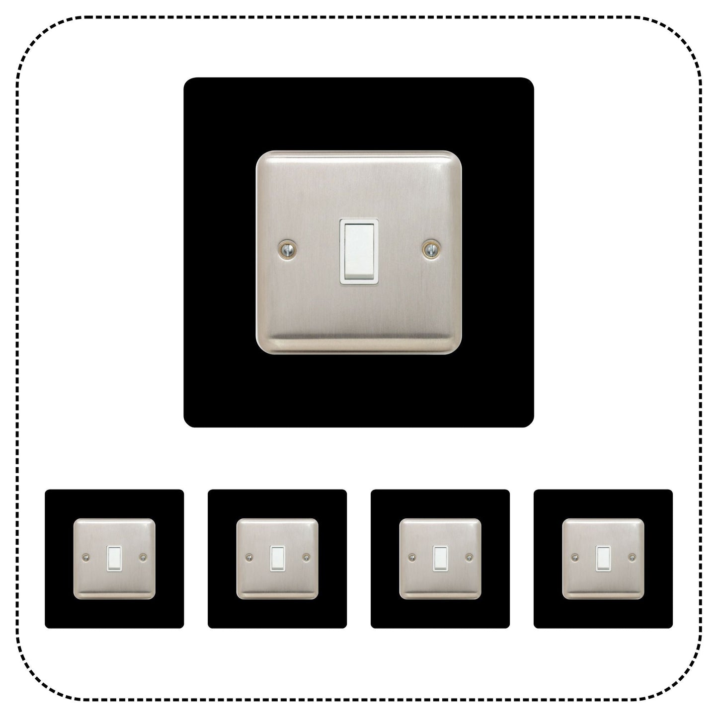 Set of 5 Single Light Switch Surrounds, square