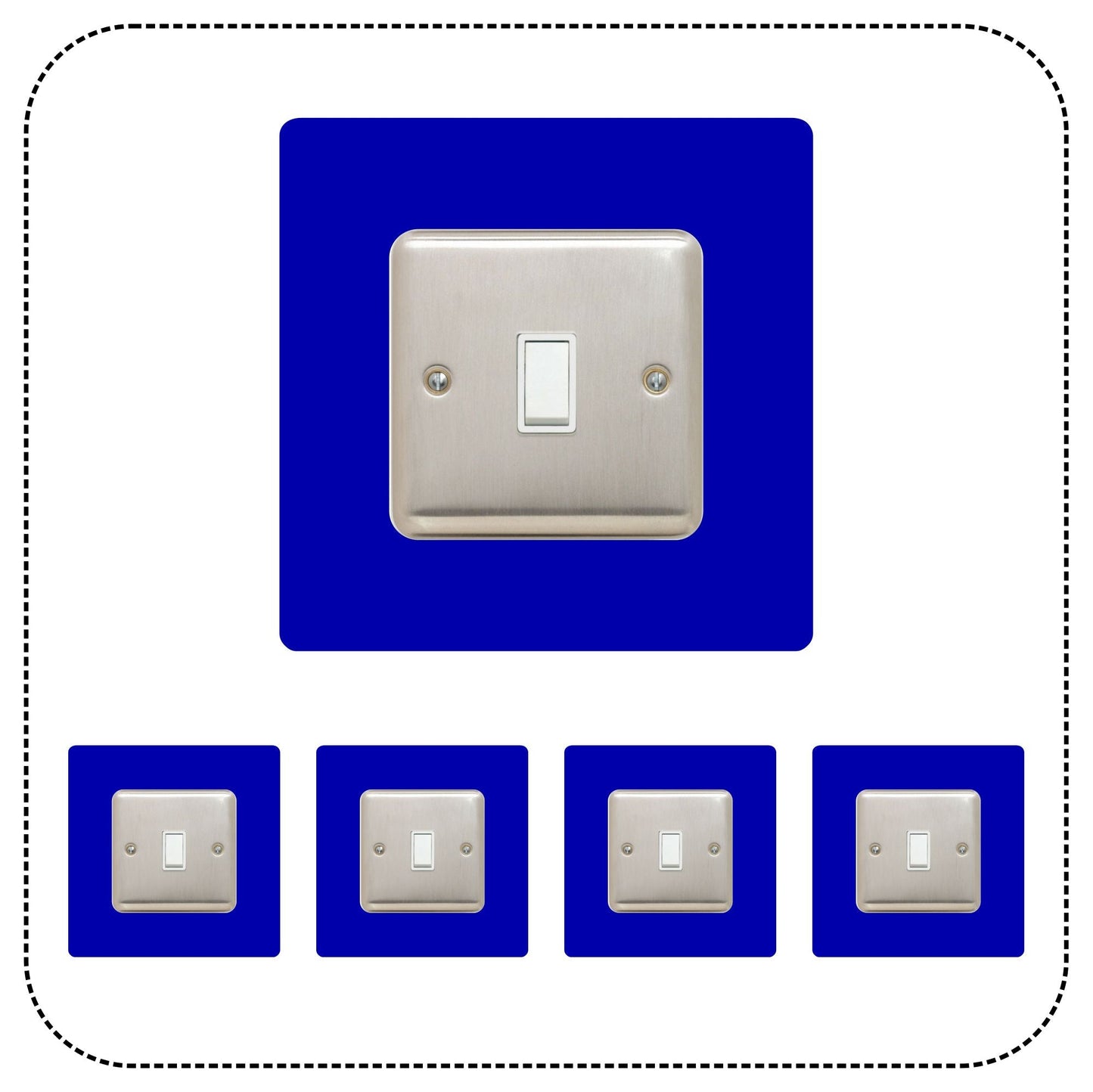 Set of 5 Single Light Switch Surrounds, square