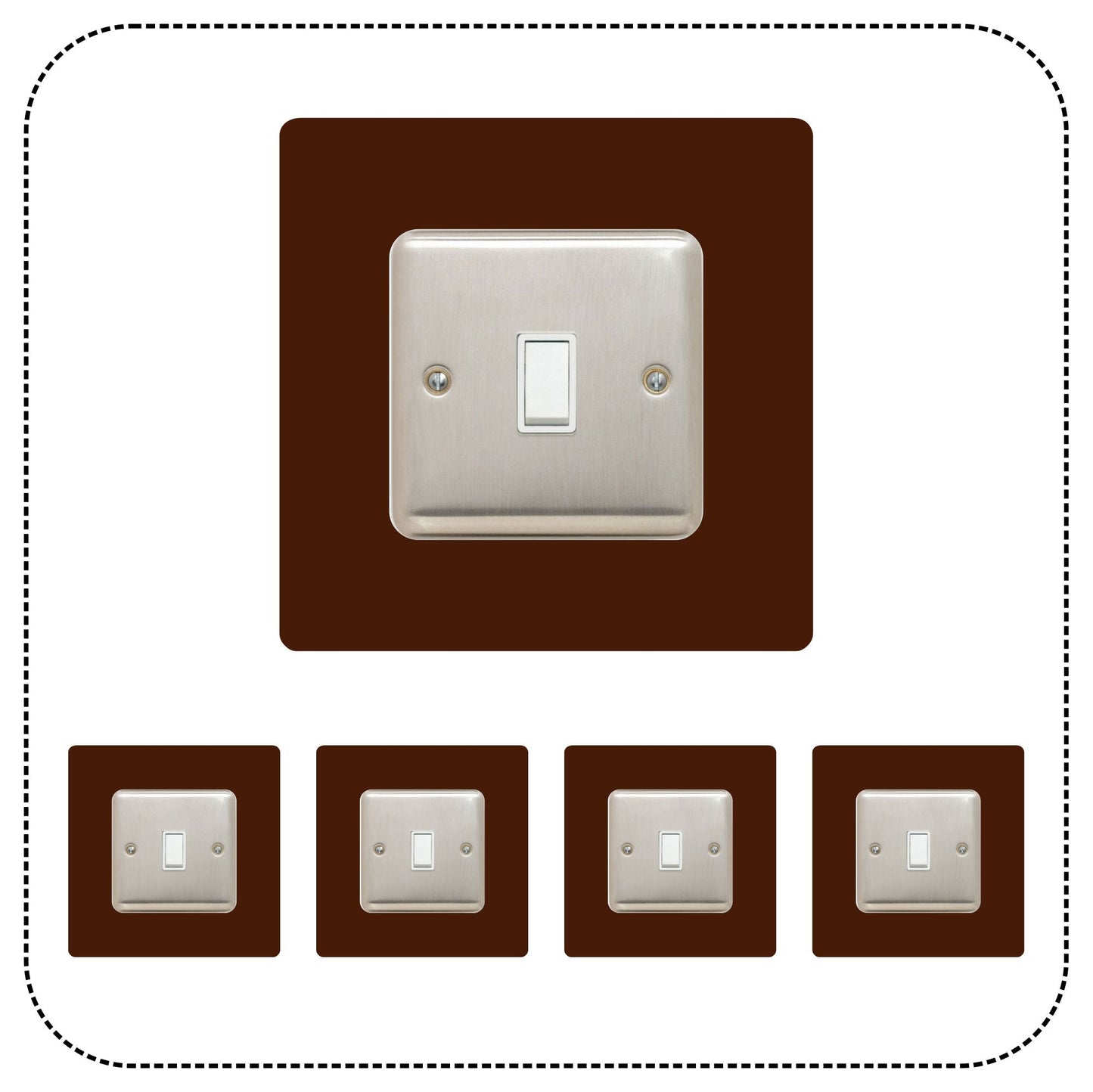 Set of 5 Single Light Switch Surrounds, square
