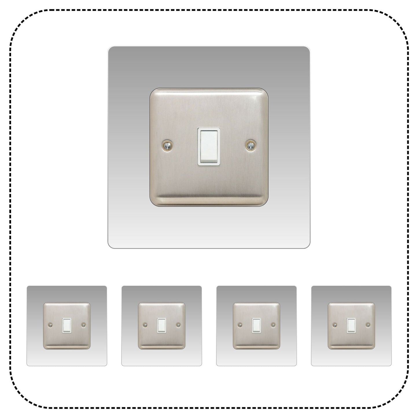 Set of 5 Single Light Switch Surrounds, square