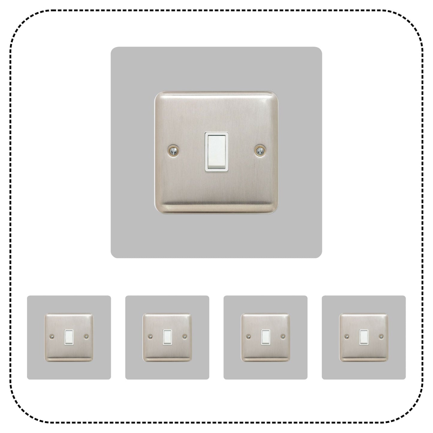 Set of 5 Single Light Switch Surrounds, square