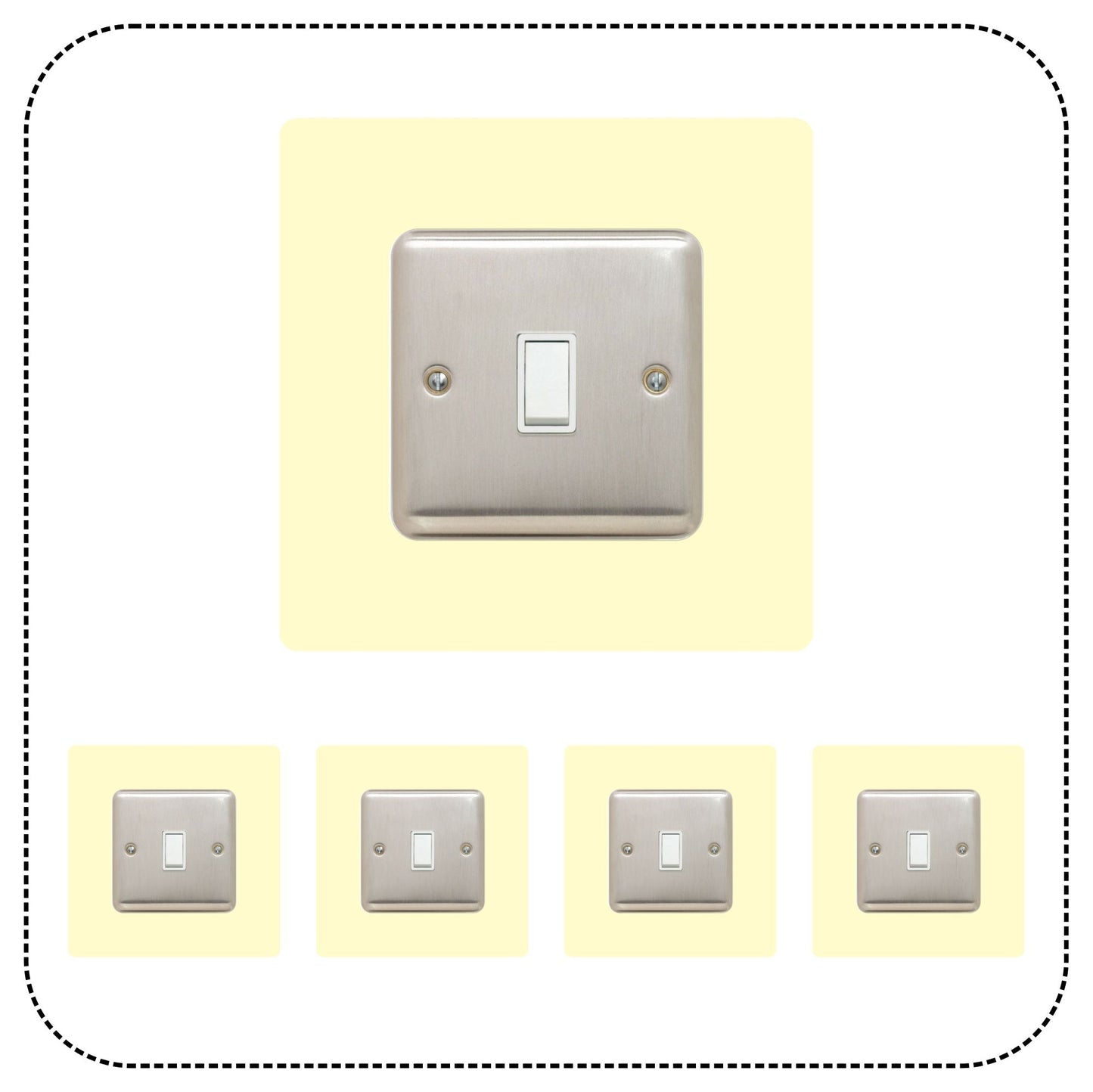 Set of 5 Single Light Switch Surrounds, square