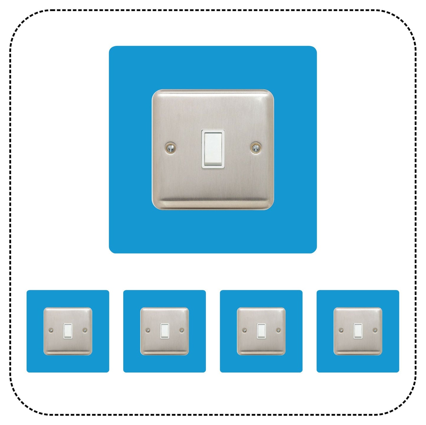 Set of 5 Single Light Switch Surrounds, square