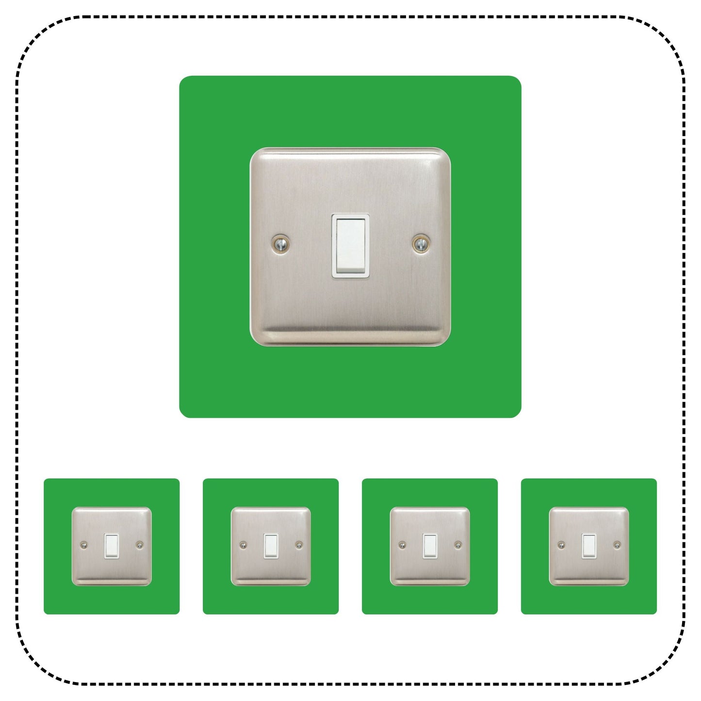 Set of 5 Single Light Switch Surrounds, square