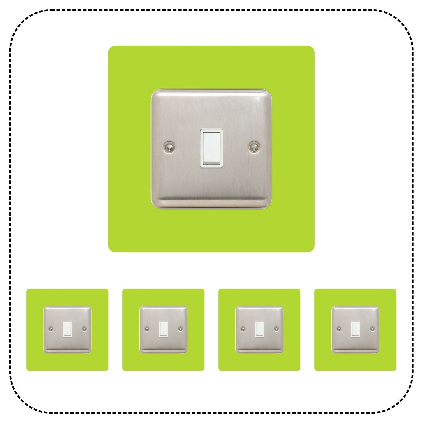 Set of 5 Single Light Switch Surrounds, square