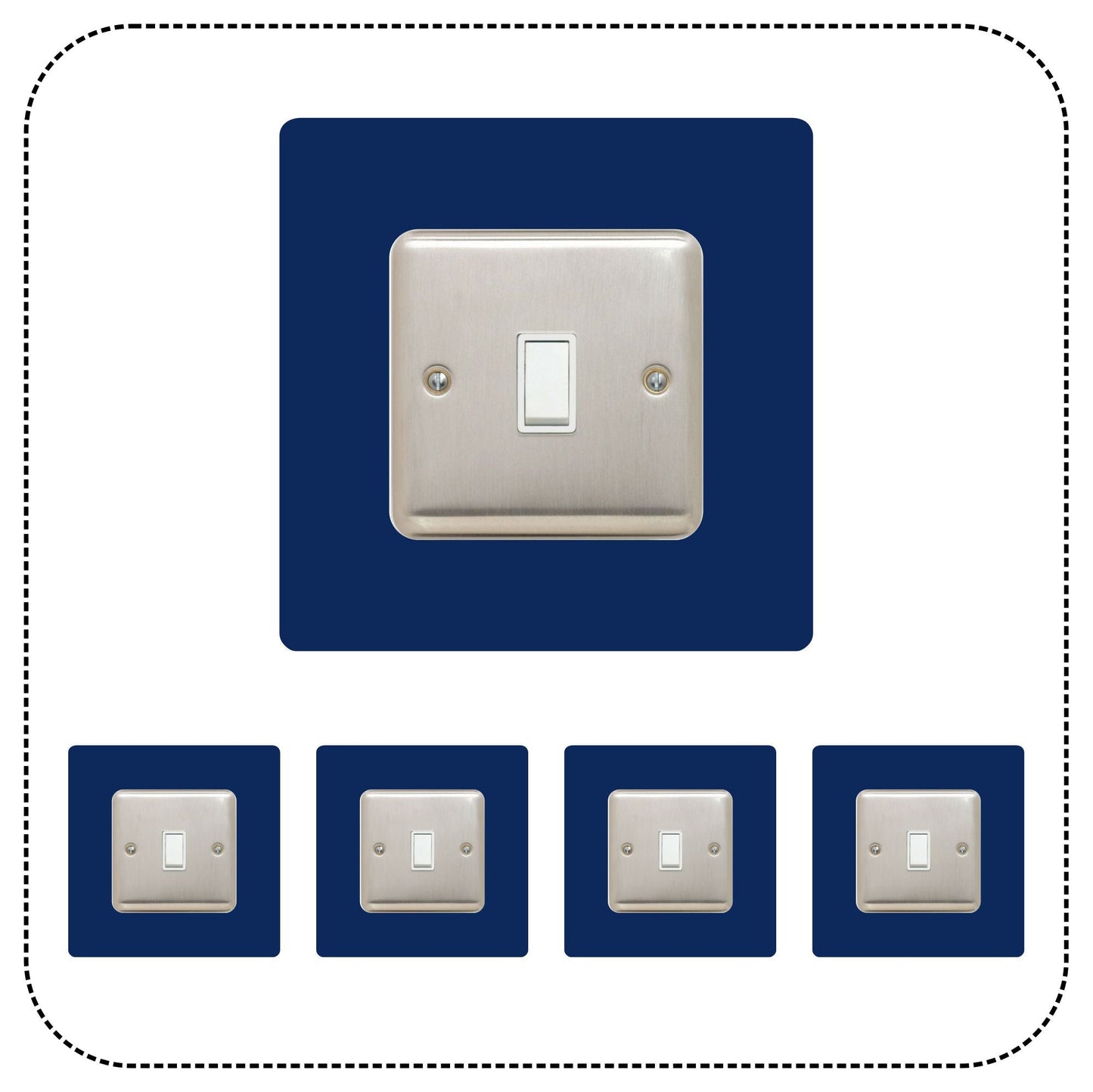 Set of 5 Single Light Switch Surrounds, square