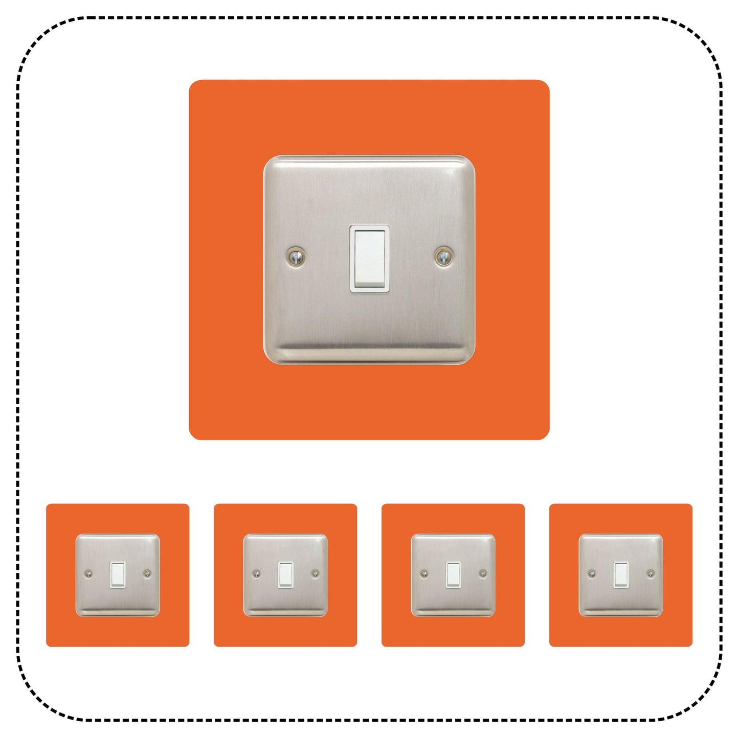 Set of 5 Single Light Switch Surrounds, square