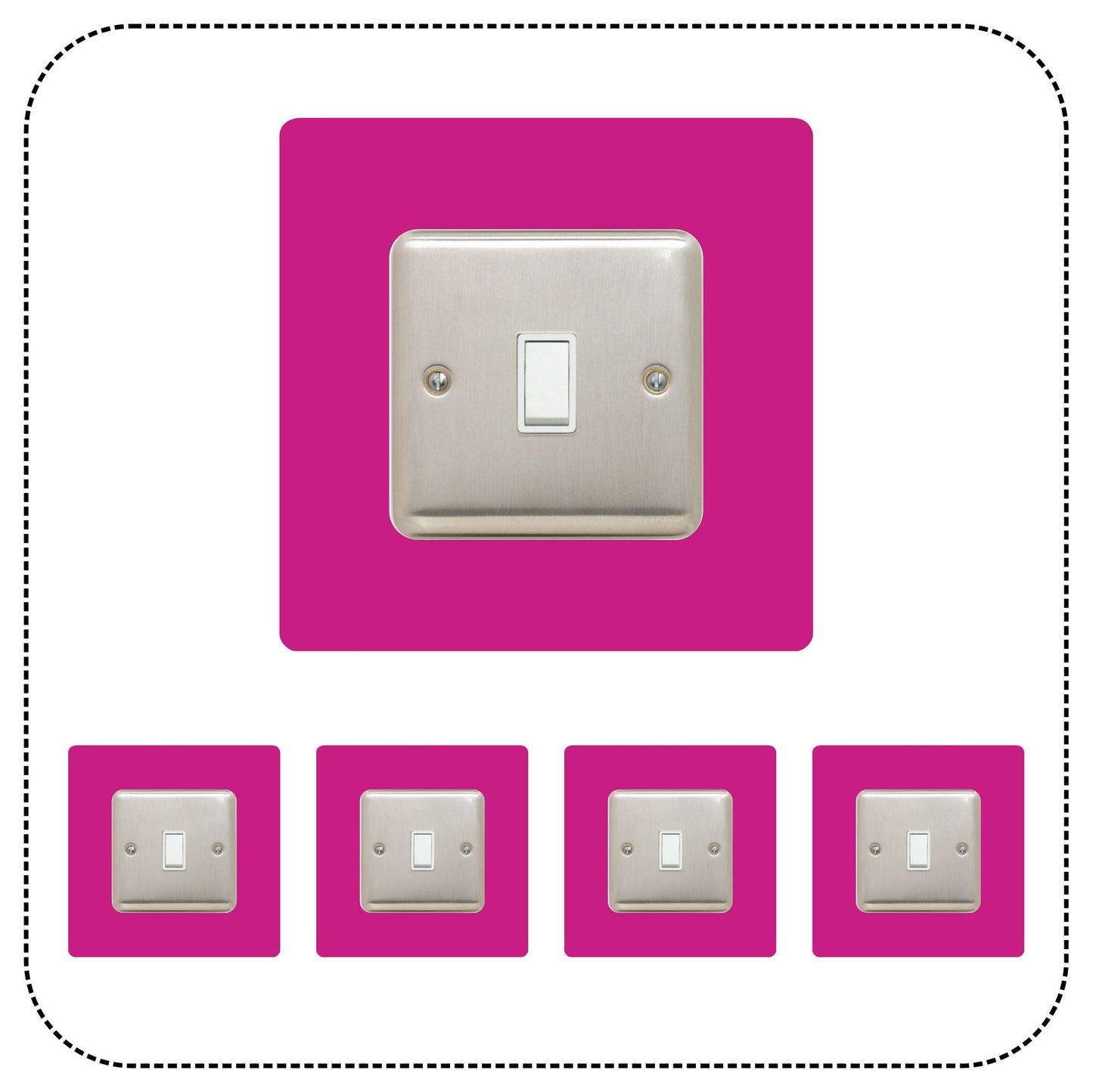 Set of 5 Single Light Switch Surrounds, square