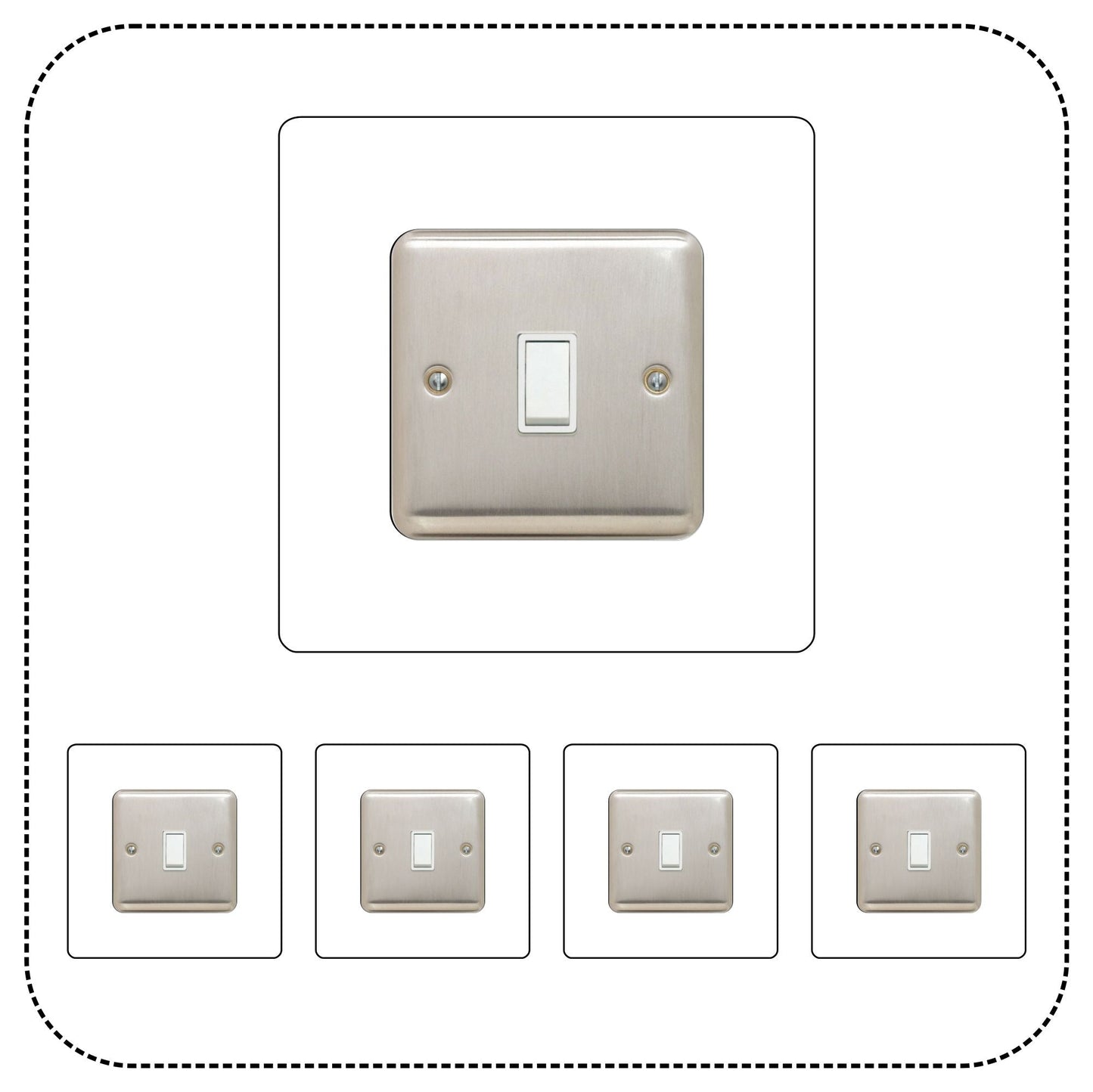 Set of 5 Single Light Switch Surrounds, square