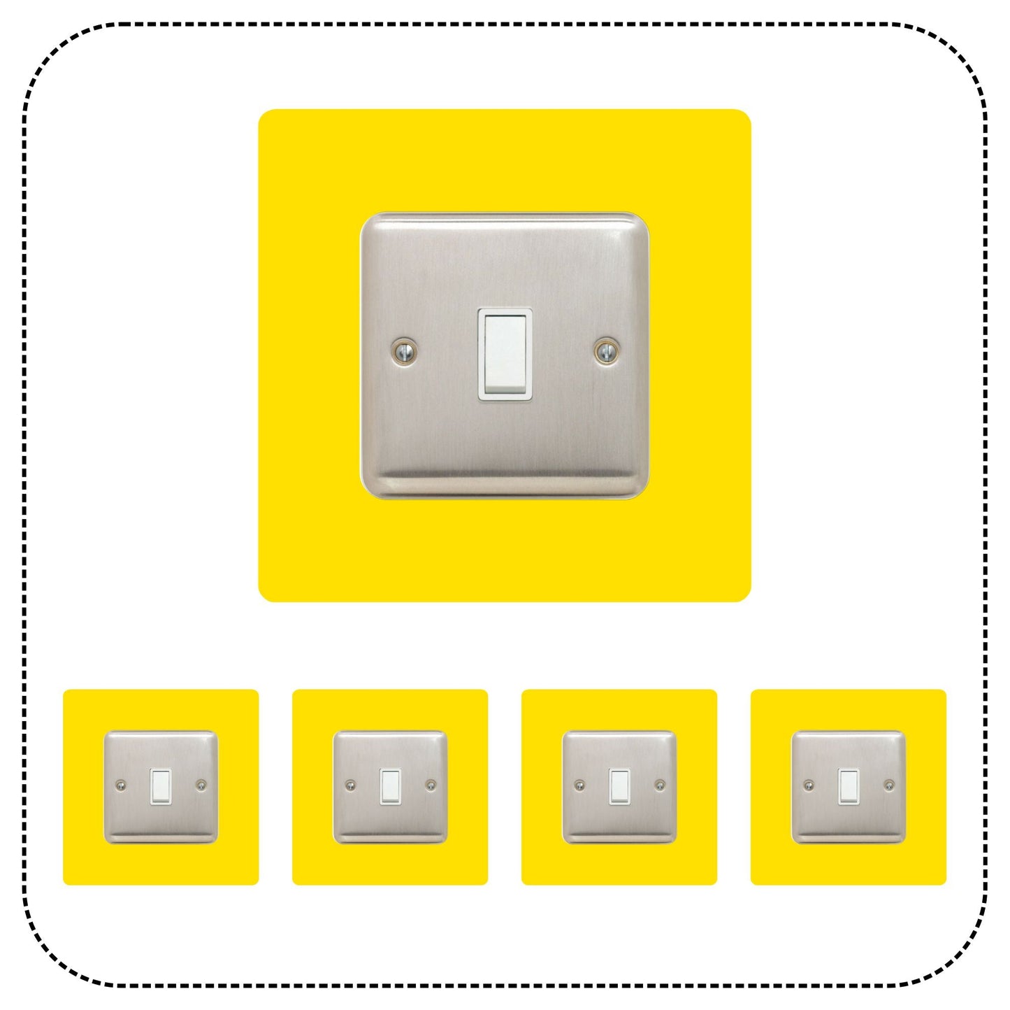 Set of 5 Single Light Switch Surrounds, square