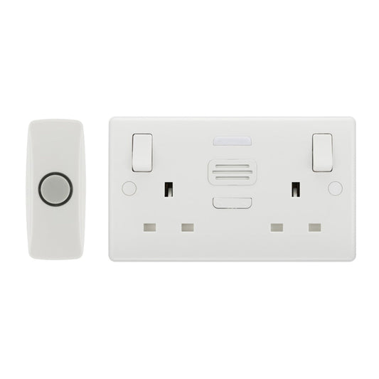 British General Nexus Double Switched 13A Power Socket with Door Chime - White