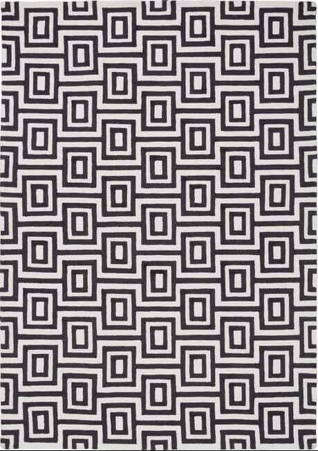 Wool Labyrinth Rug White and Black