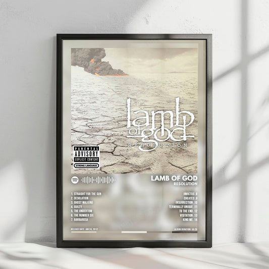 Lamb of God "Resolution  " Album Cover Poster - with Complete Tracklist