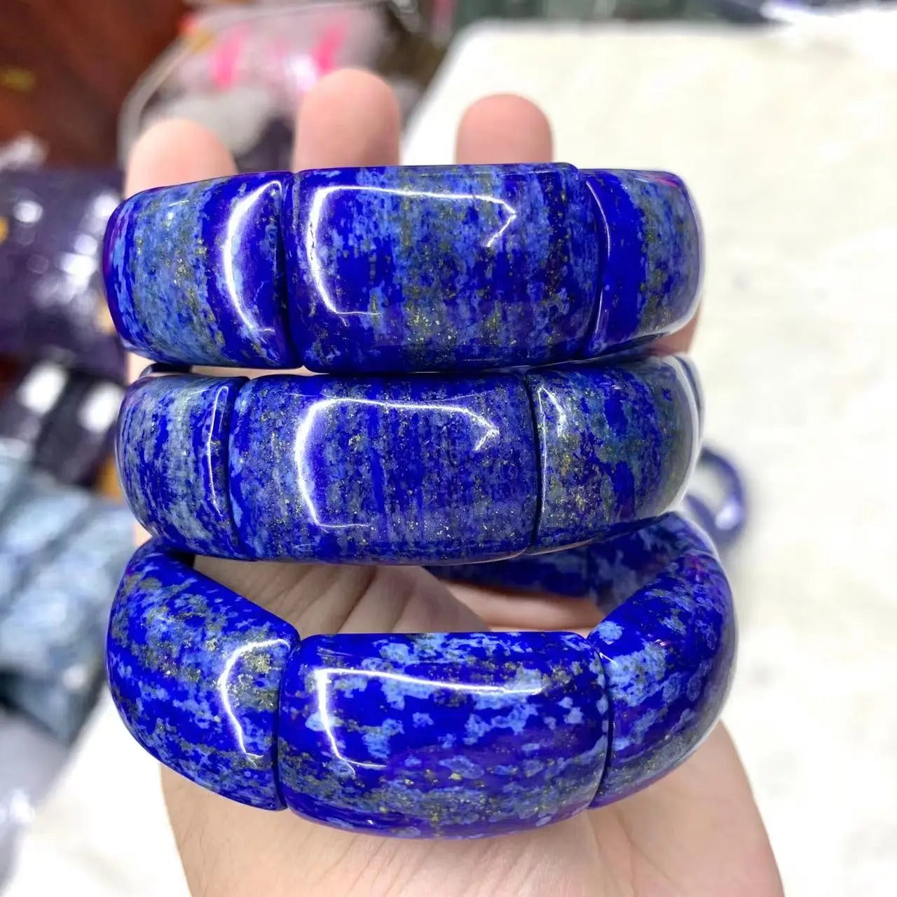 Natural Top Lapis Lazuli Gemstone Bracelet, Bangle For Men For Women,