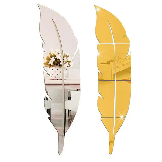Large Feather Plume 3D Mirror Wall Sticker