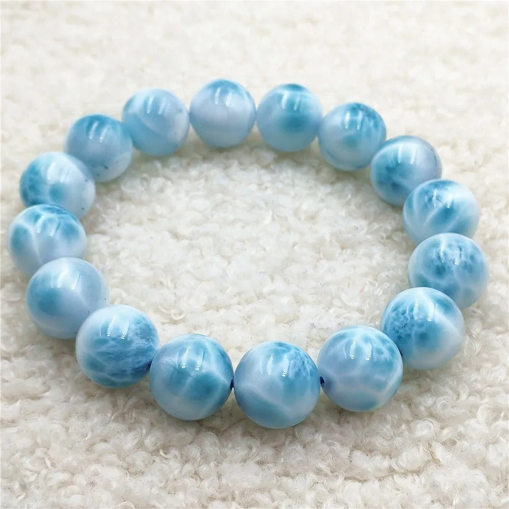 AAA Natural Blue Larimar Gemstone Bracelet Bangle 13mm
