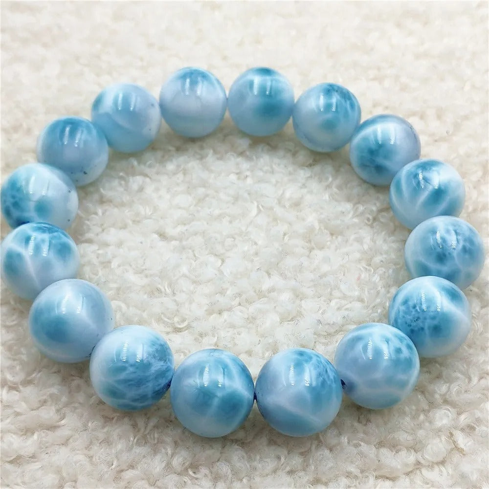 AAA Natural Blue Larimar Gemstone Bracelet Bangle 13mm