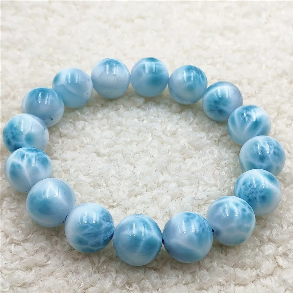 AAA Natural Blue Larimar Gemstone Bracelet Bangle 13mm