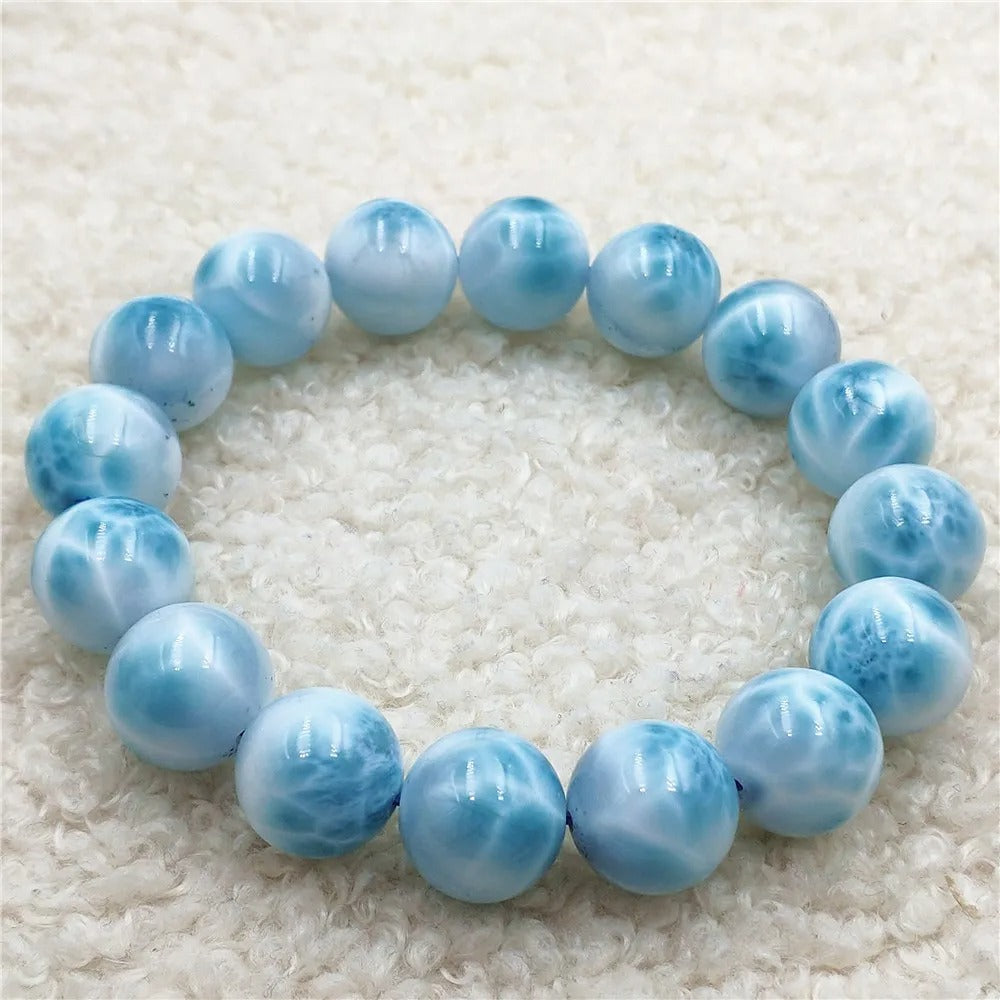 AAA Natural Blue Larimar Gemstone Bracelet Bangle 13mm