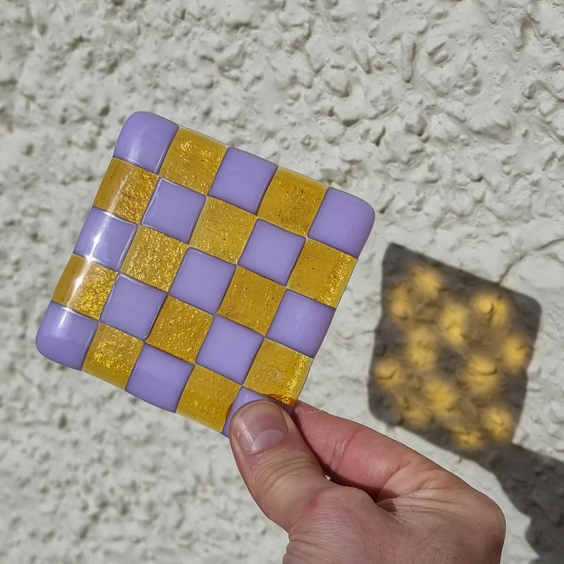 Lavender & Transparent Amber Coaster - Bullseye Collection