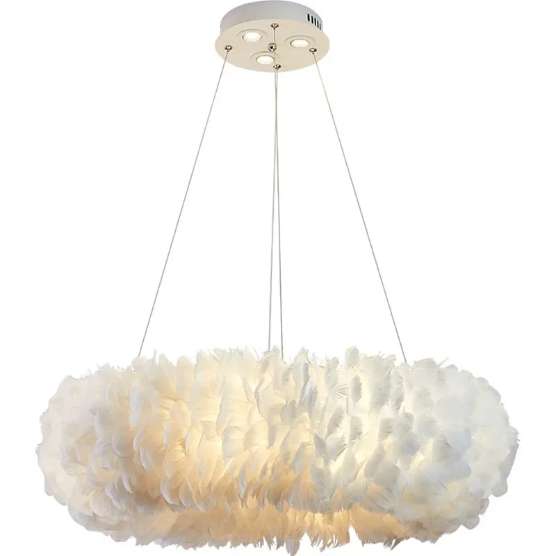 Led Ceiling Chandelier With Feathers Pendant Hanging Light