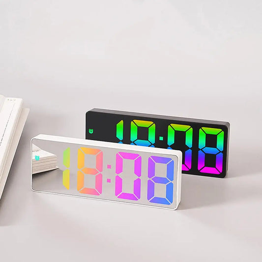 Led Mirror Digital Alarm Clock 12/24 Hours Adjustable Brightness