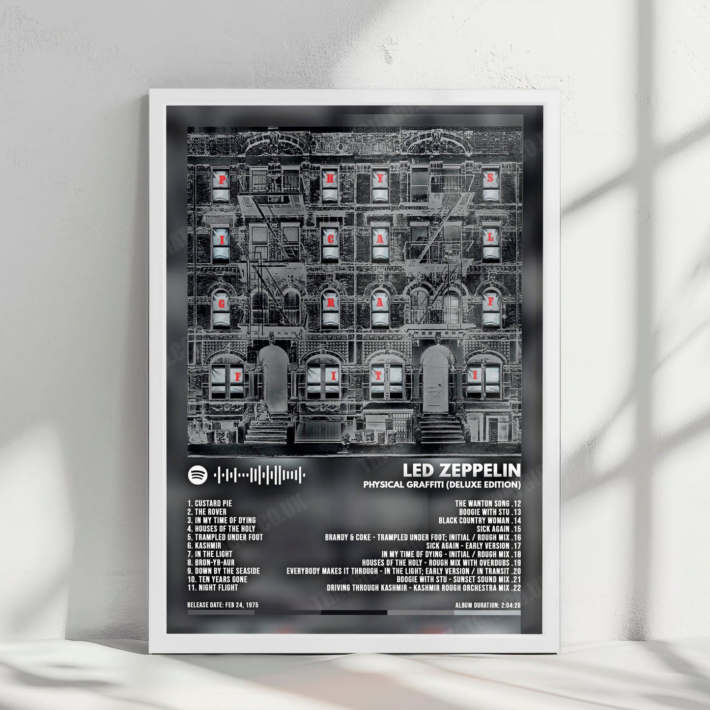 Led Zeppelin "Physical Graffiti" Album Cover Poster - with Complete Tracklist