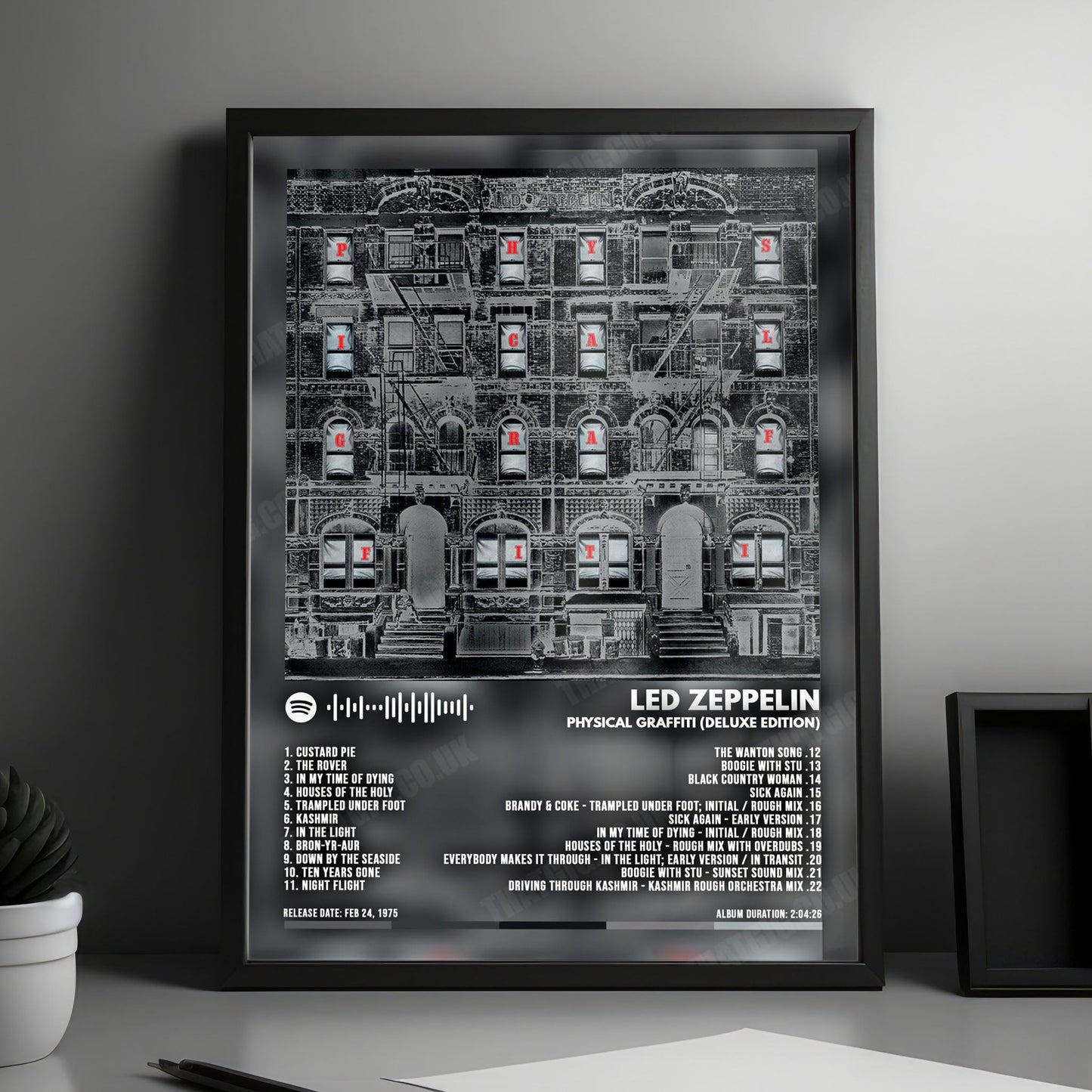 Led Zeppelin "Physical Graffiti" Album Cover Poster - with Complete Tracklist