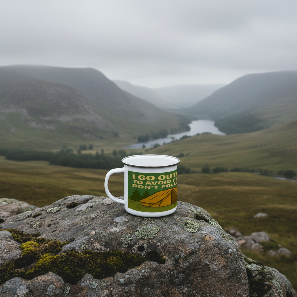 I Go Outside to Avoid People – 12oz Enamel Camping Mug