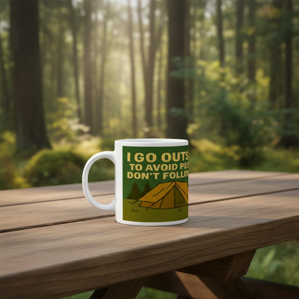 I Go Outside to Avoid People – 11oz Ceramic Hiking Mug