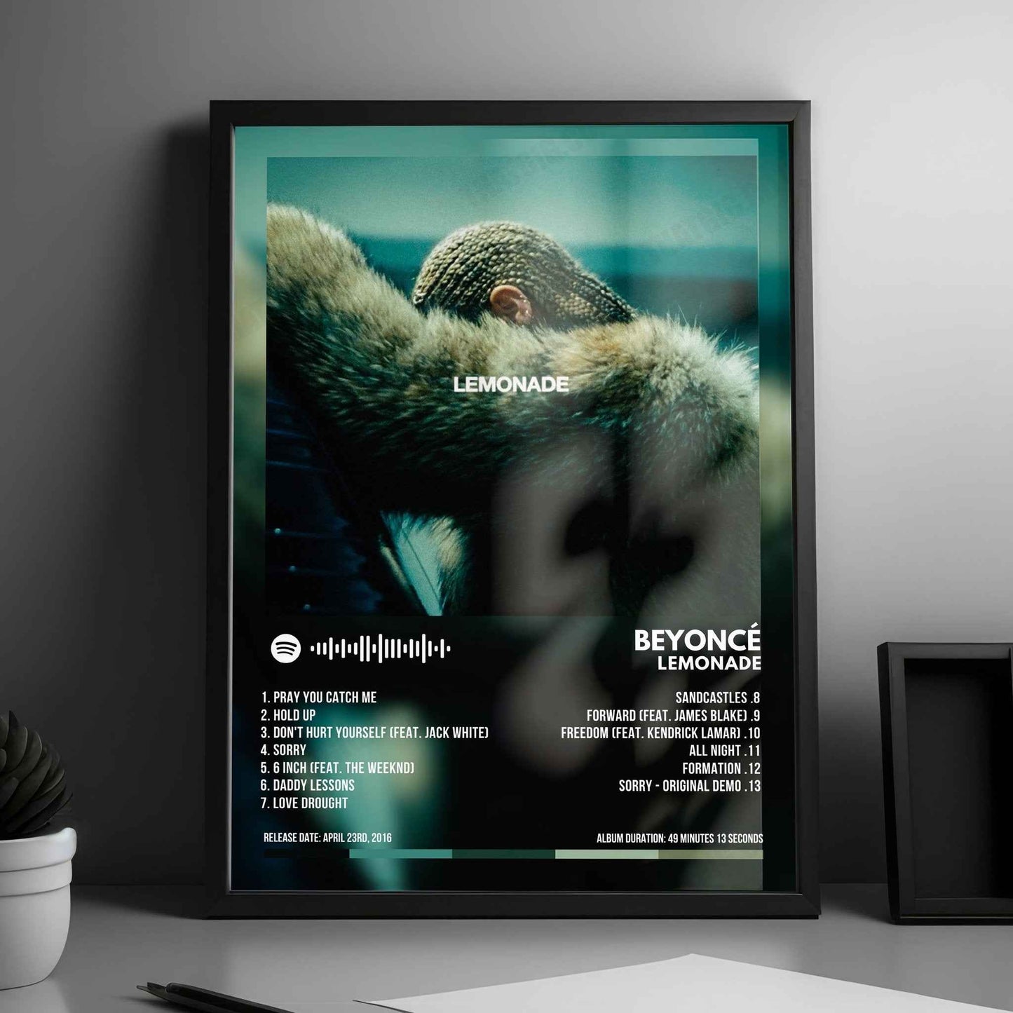 Beyoncé "Lemonade" Album Cover Poster - with Complete Tracklist