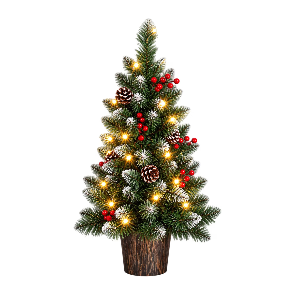 Small Pre Lit Christmas Tree 90cm with Snowy Branches