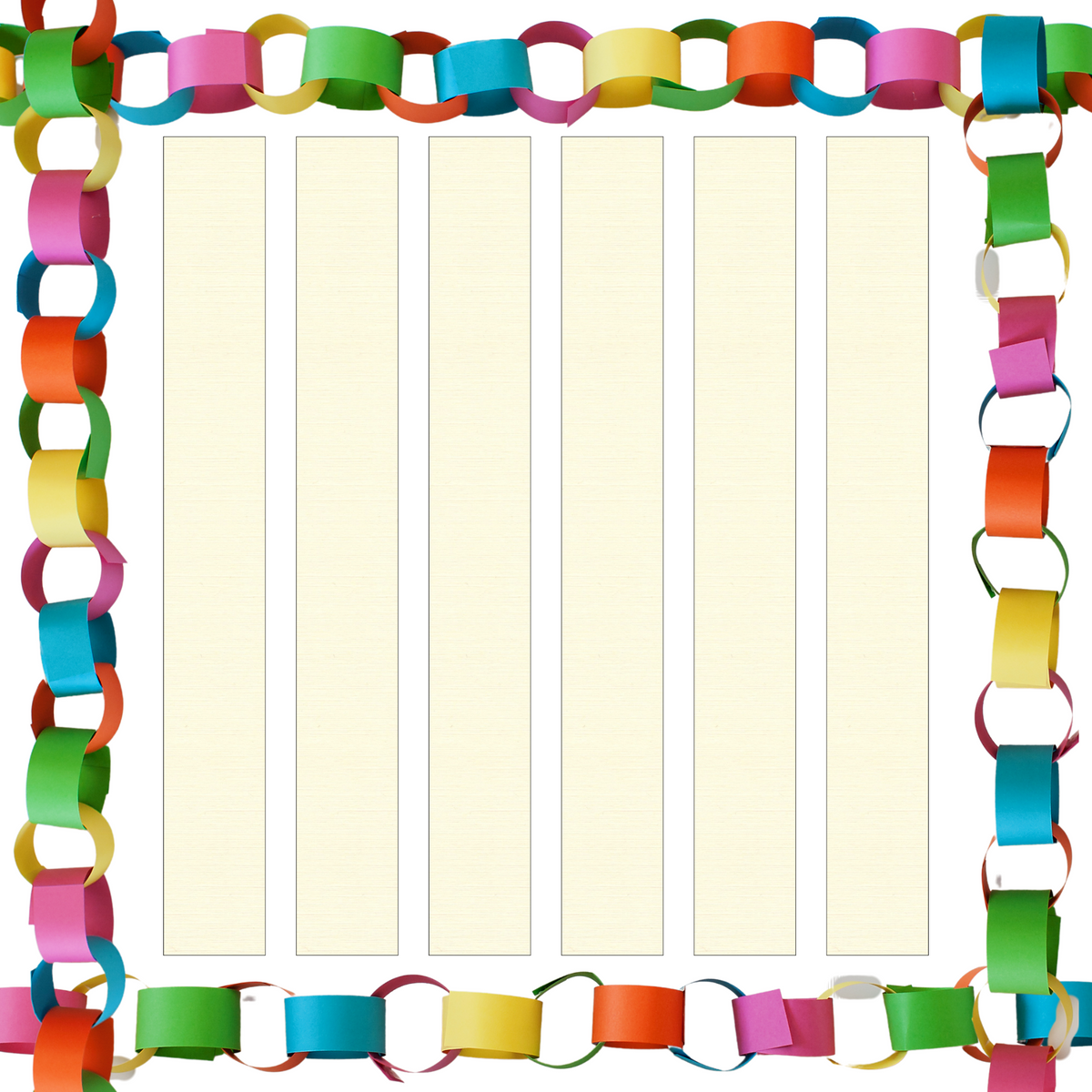 Linen Ivory Paper Chain Card Strips. 5 Meter / 16 Feet Long. Wedding Party Decor