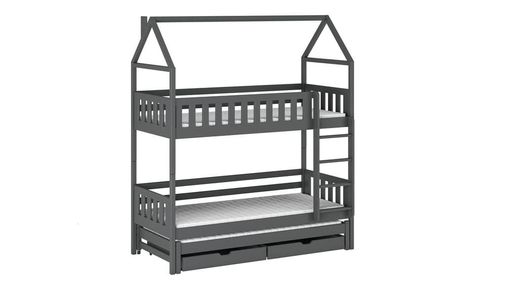 Iga Single (3ft) Solid Pine Bunk Bed with Trundle & Storage