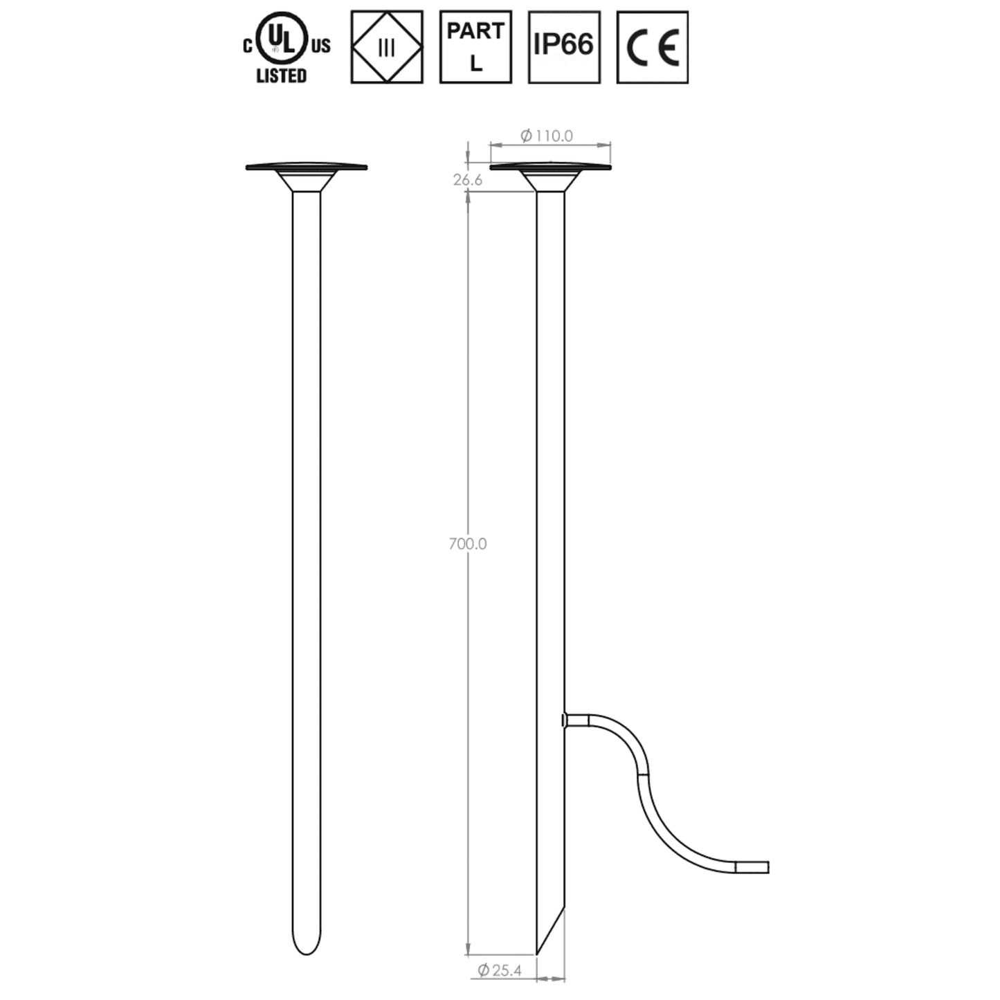 LuxR Modux One (M1) Extended Halo Pole Light (Series Circuit) - IP66