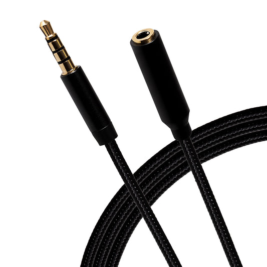 Maplin 3.5mm Aux Stereo 4-Pole Jack Plug to 3.5mm Female Jack Extension Cable - Black, 3m