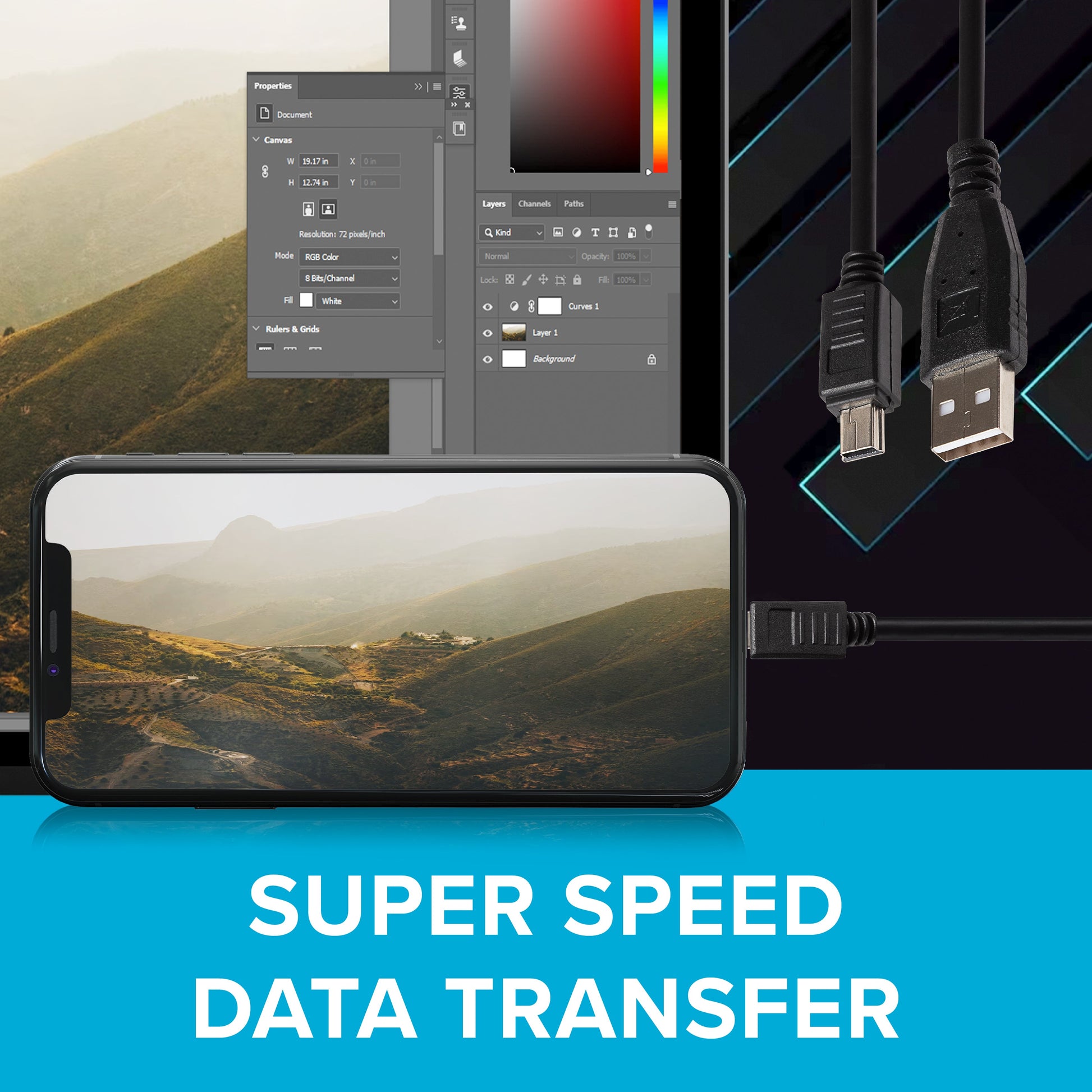 Maplin USB-A to Mini USB-B Cable - Black