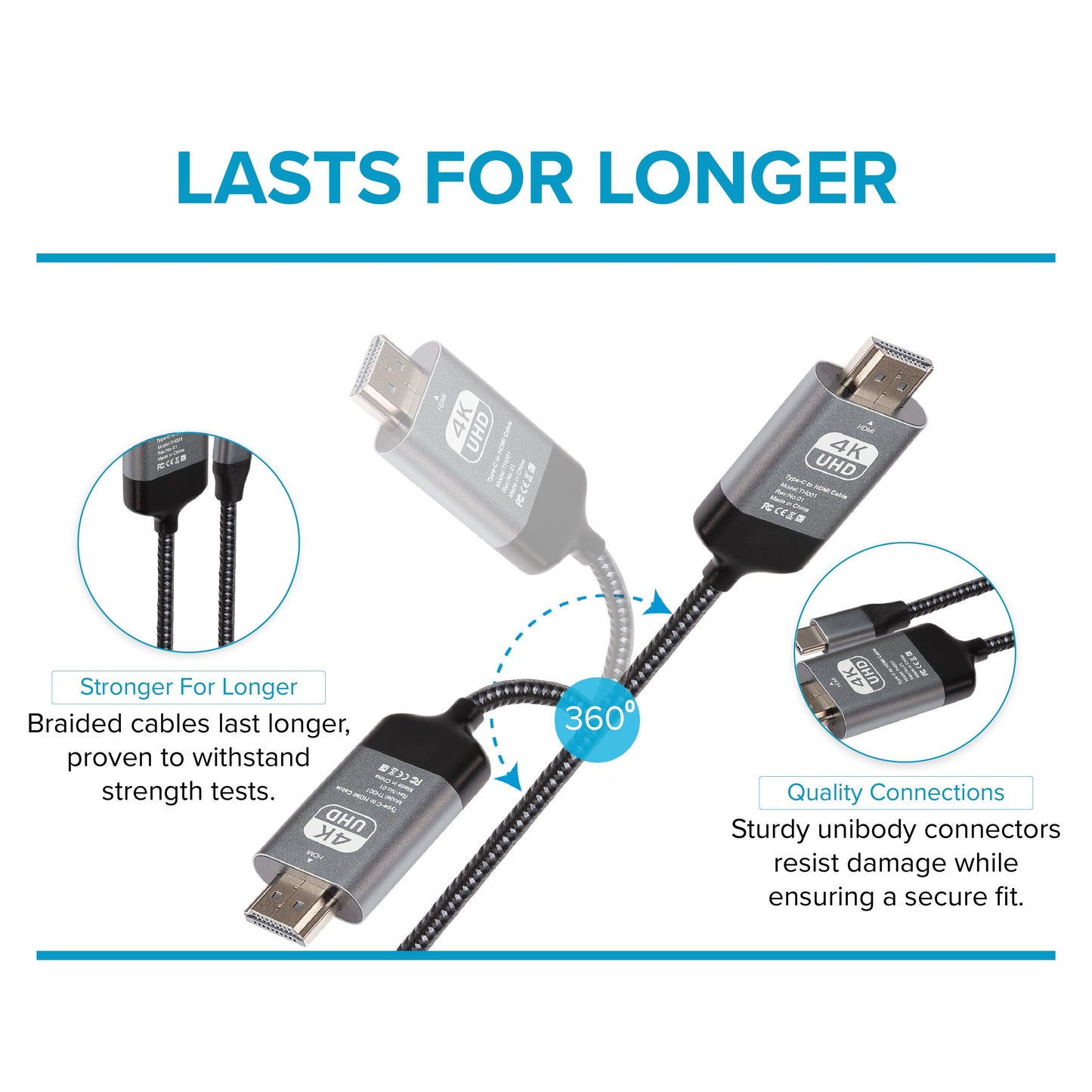 Maplin USB-C to HDMI Cable Adapter (Supports 4K Ultra HD @ 60Hz) - Black