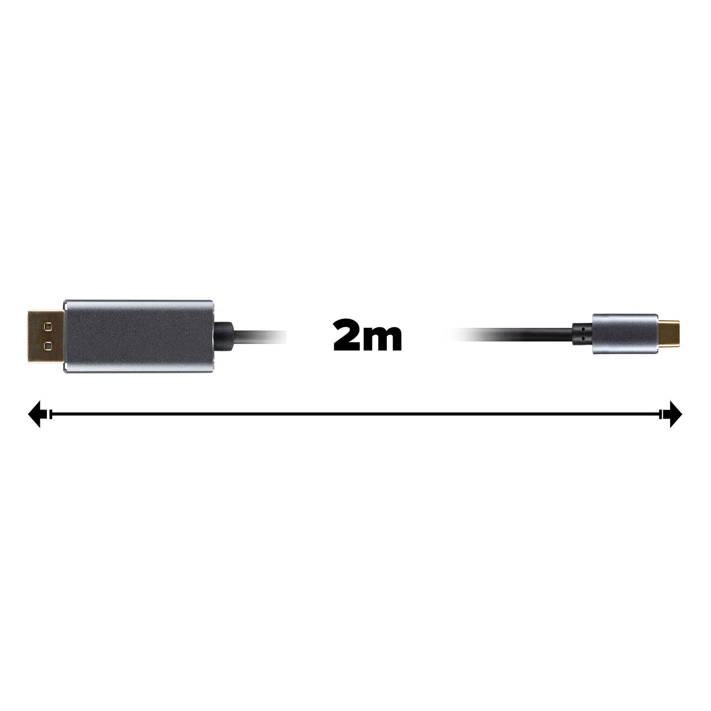 Maplin 8K USB-C to DisplayPort V1.4 Cable with Gold Connectors - Black & Silver, 2m