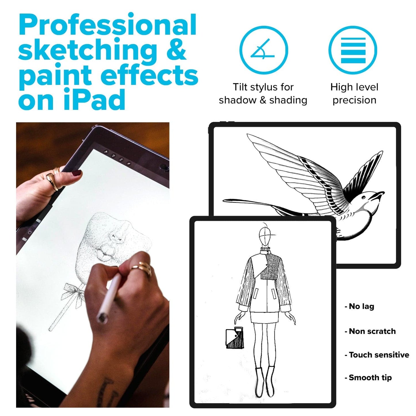 Maplin Stylus Pen for Post-2018 Apple iPad Models with Magnetic Casing & Super Fine Nib