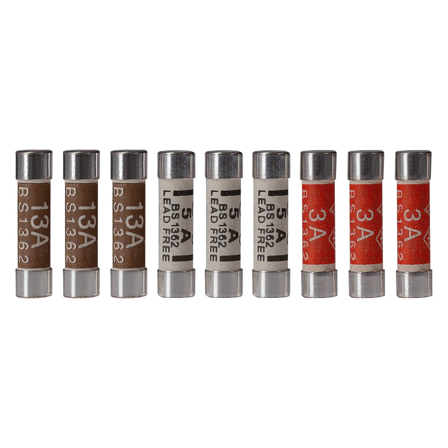 Maplin Mixed Pack of Plug Fuses 3A/5A/13A BS1362 25.4 x 6.4mm - Pack of 9