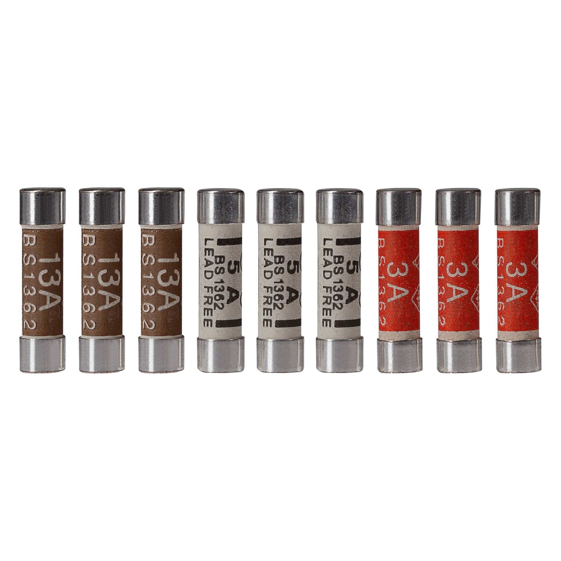 Maplin Mixed Pack of Plug Fuses 3A/5A/13A BS1362 25.4 x 6.4mm - Pack of 9