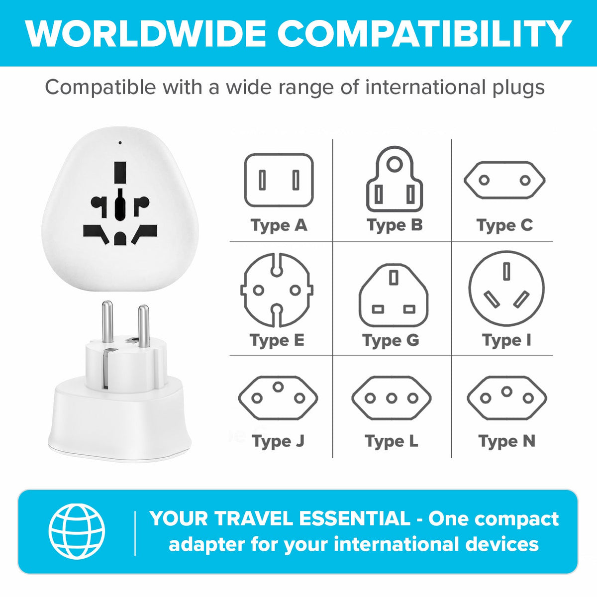 Maplin EU Plug (Type E/F Socket) to Worldwide Socket Travel Adapter Plug