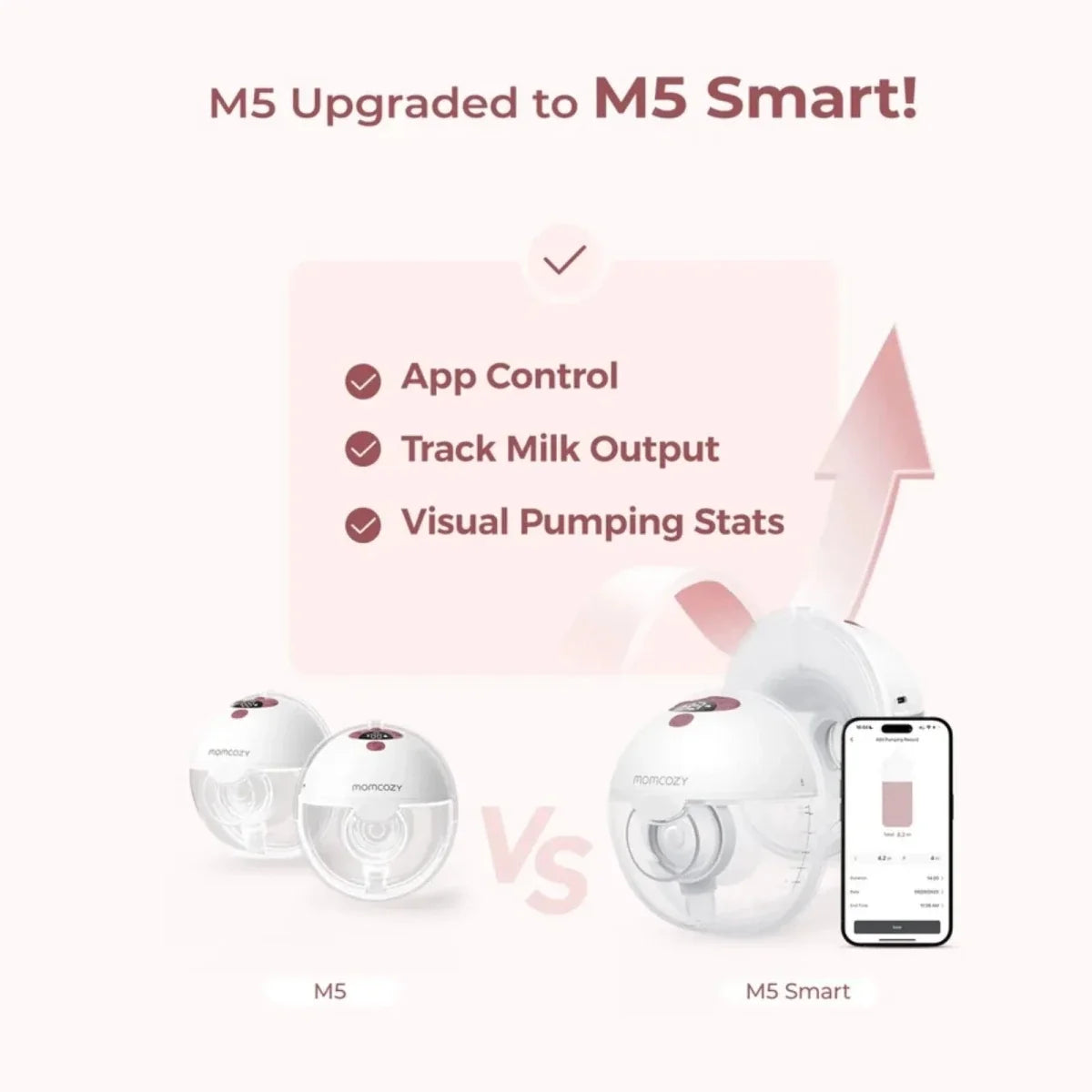 Momcozy M5 Smart Single Wearable Electric Breast Pump - Grey