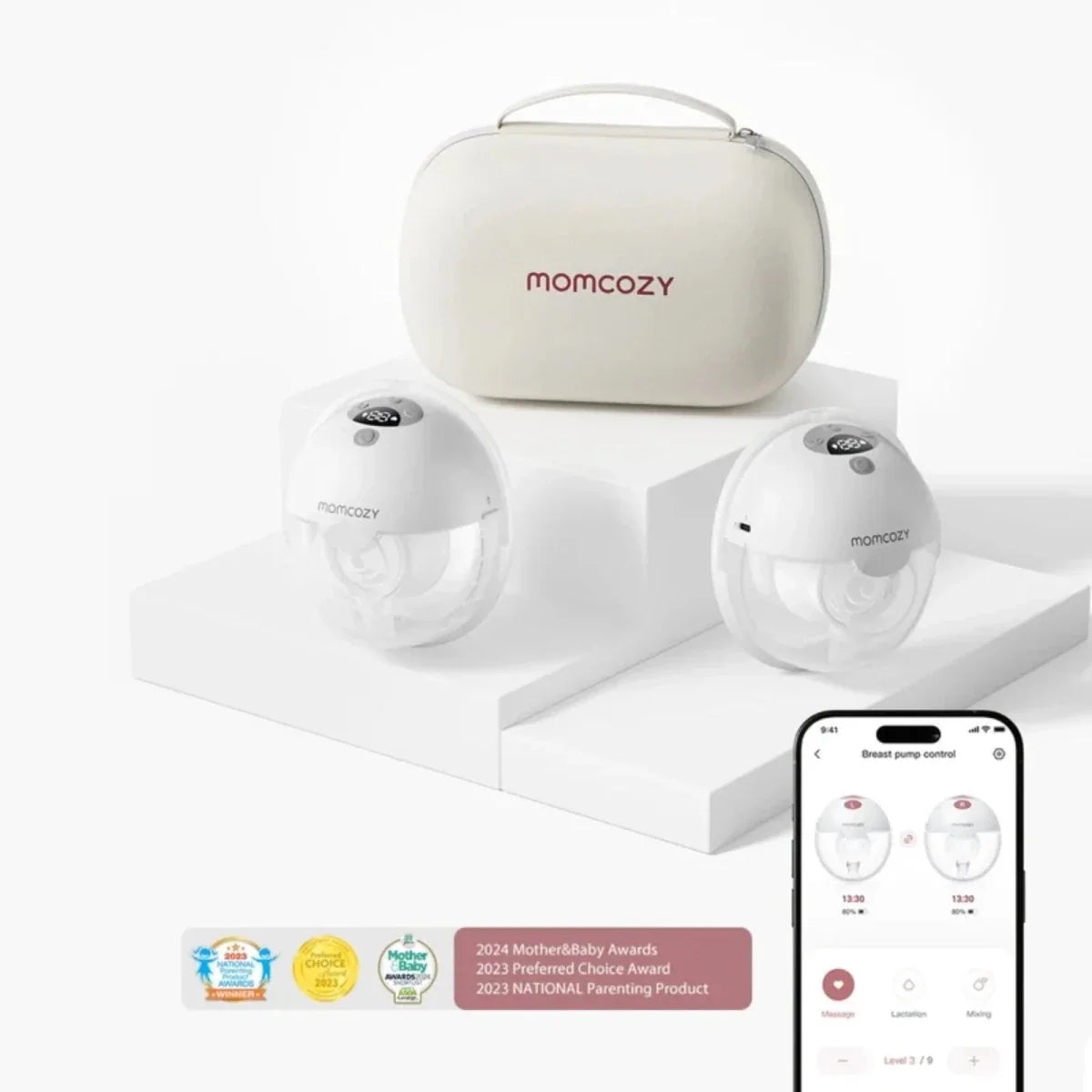 Momcozy M5 Smart Wearable Double Electric Breast Pump - Grey