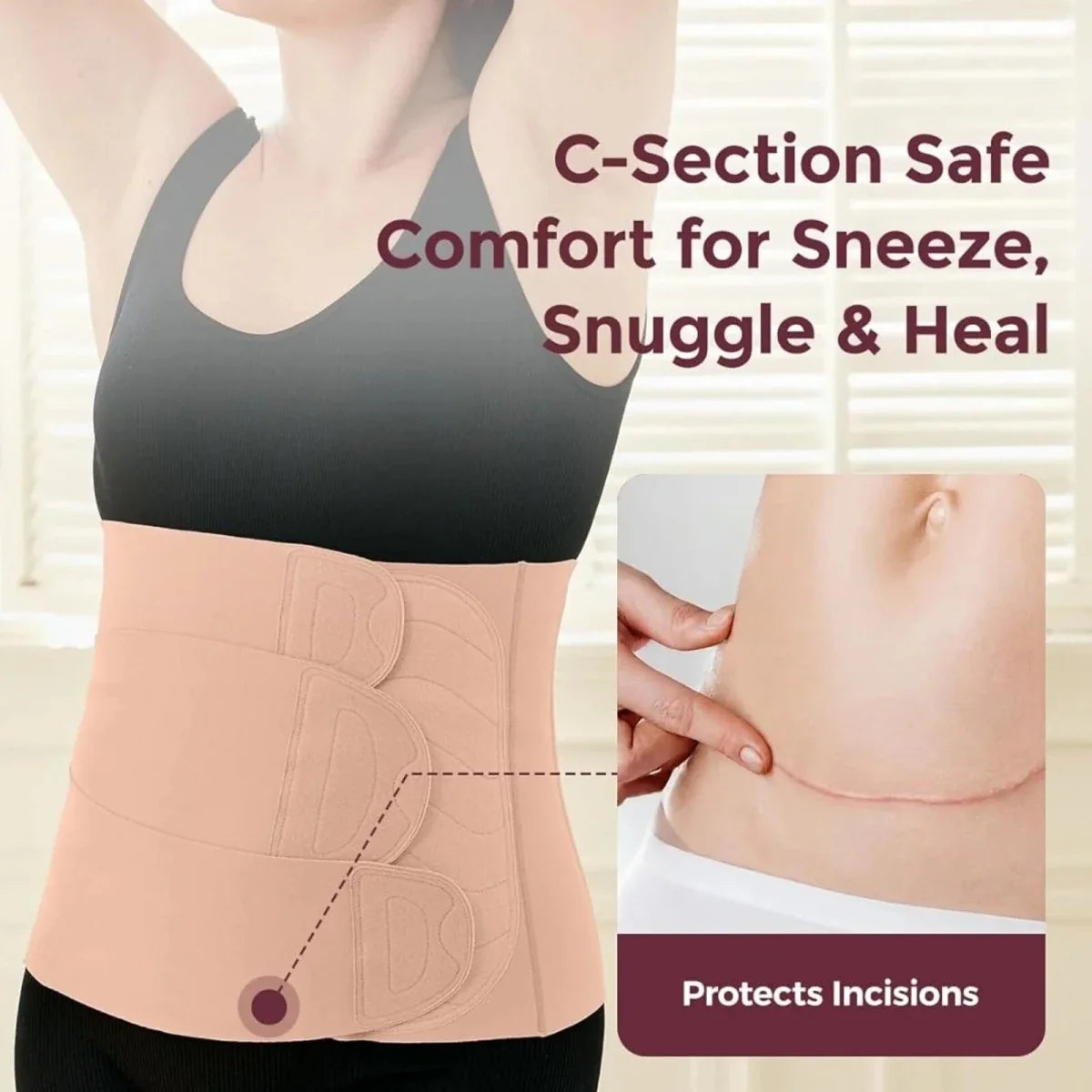 Momcozy Ergowrap Postpartum Belly Band Standard L - Oyster Pink