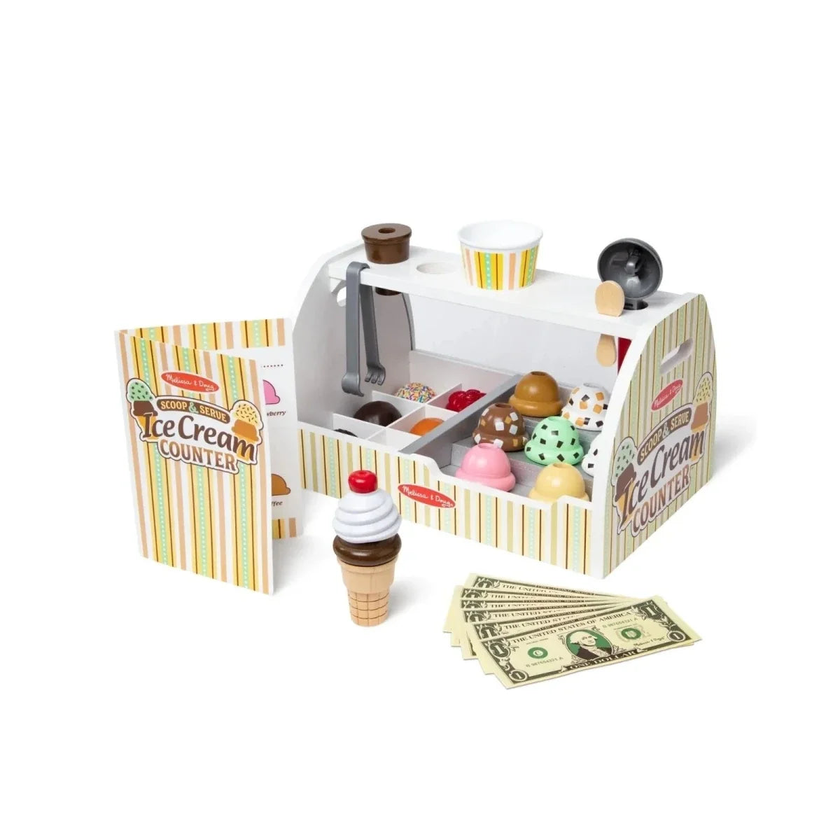 Melissa & Doug Wooden Ice Cream Counter Play Set