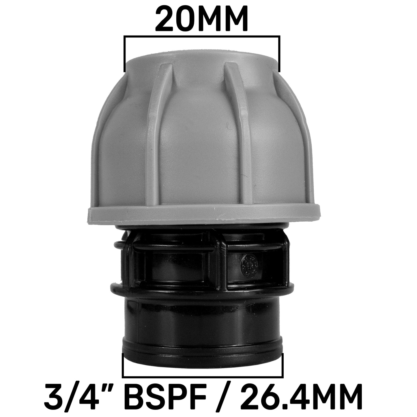 In-Line BSPM Valve with 2 x 20mm MDPE Straight Connectors for BSP Thread Fitting